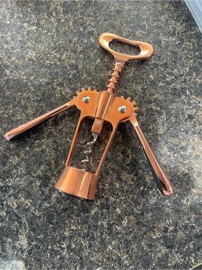Rose Gold Corkscrew Linen Pouch with Corkscrew Illustration